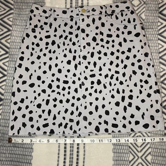 NWT ATM Animal Print Spotted Mini Carpenter Skirt Cotton Grey Black Spots 0 - Picture 6 of 13